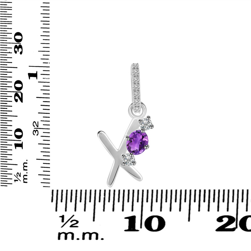 Amethyst & White Topaz Alphabet X Pendant AMT-RDA-102.
