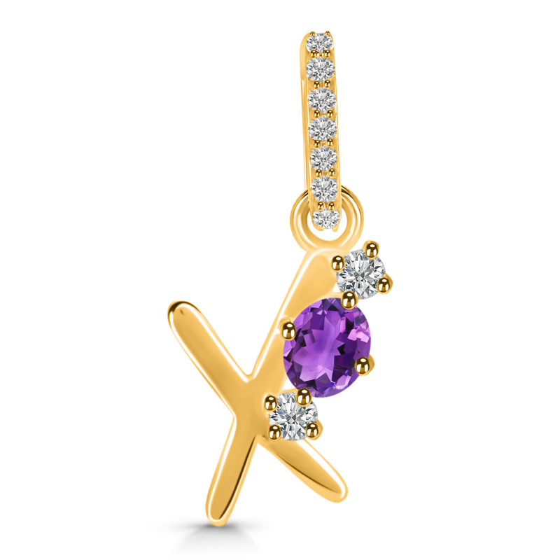 Amethyst & White Topaz Alphabet X Pendant AMT-RDA-102.