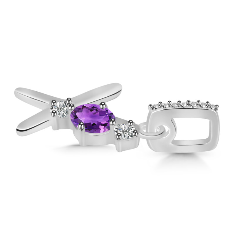 Amethyst & White Topaz Alphabet X Pendant