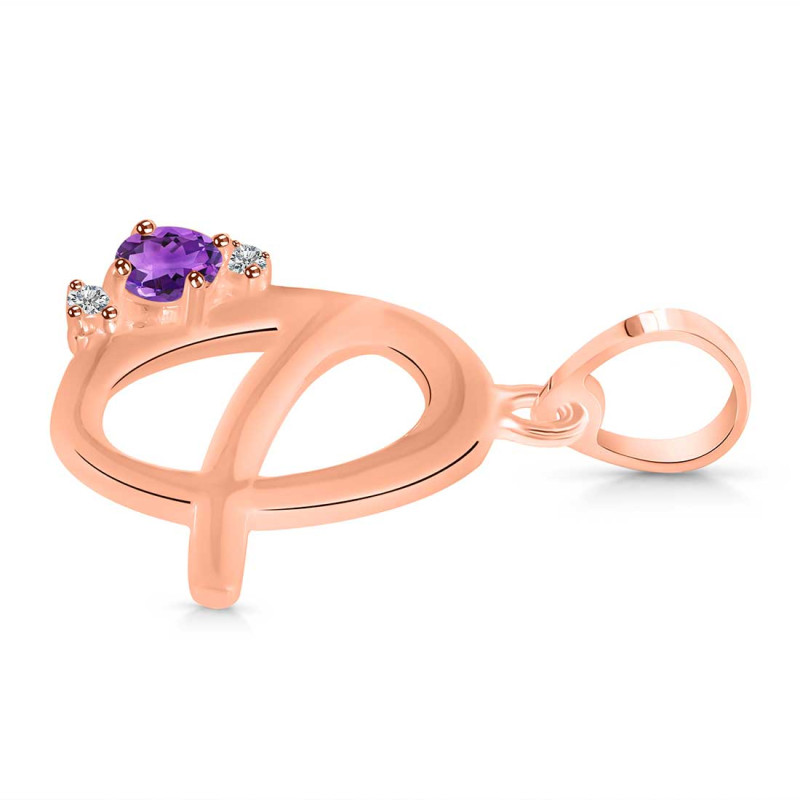 Amethyst & White Topaz Alphabet Q Pendant AMT-RDA-17.