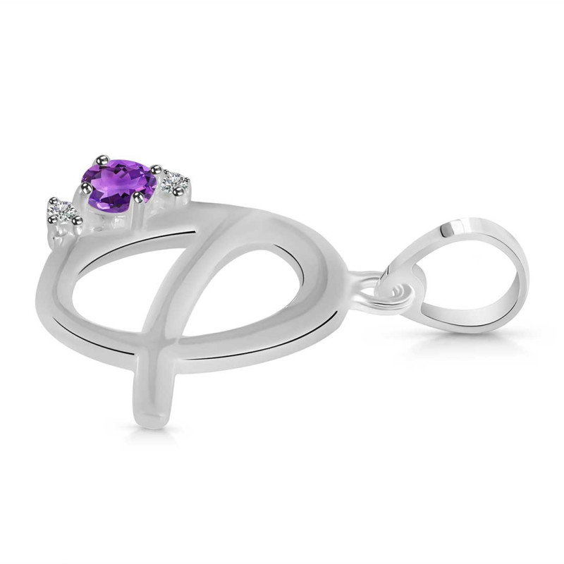 Amethyst & White Topaz Alphabet Q Pendant