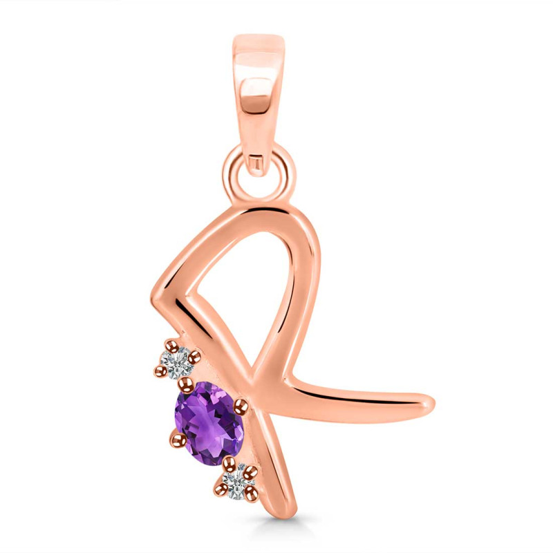 Amethyst & White Topaz Alphabet R Pendant AMT-RDA-18.