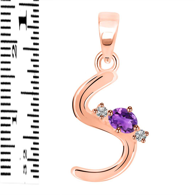 Amethyst & White Topaz Alphabet S Pendant AMT-RDA-19.
