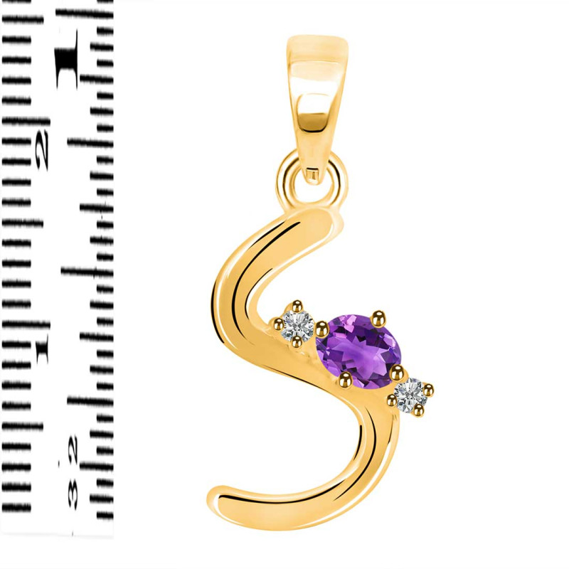 Amethyst & White Topaz Alphabet S Pendant AMT-RDA-19.