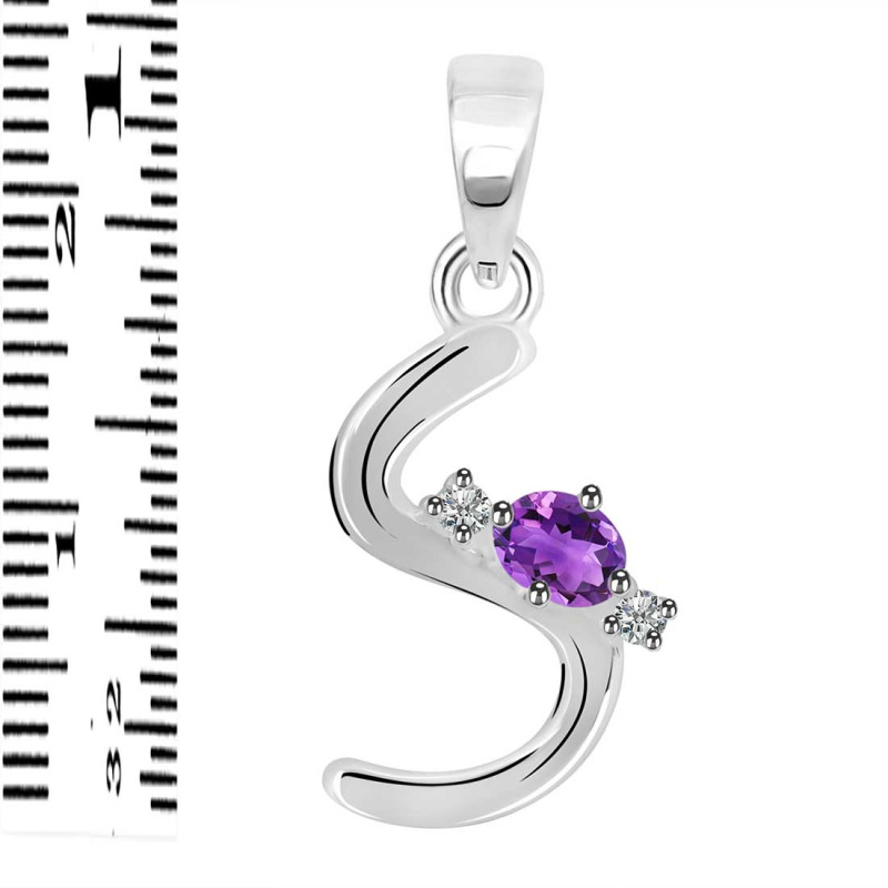 Amethyst & White Topaz Alphabet S Pendant AMT-RDA-19.