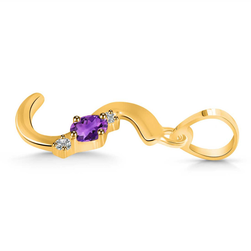 Amethyst & White Topaz Alphabet S Pendant AMT-RDA-19.
