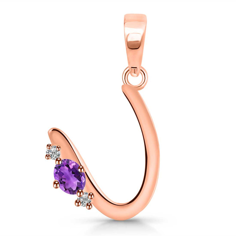 Amethyst & White Topaz Alphabet U Pendant AMT-RDA-21.