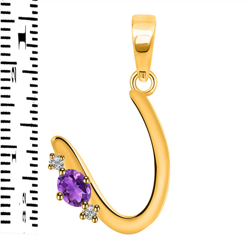 Amethyst & White Topaz Alphabet U Pendant AMT-RDA-21.
