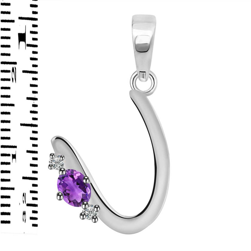 Amethyst & White Topaz Alphabet U Pendant AMT-RDA-21.