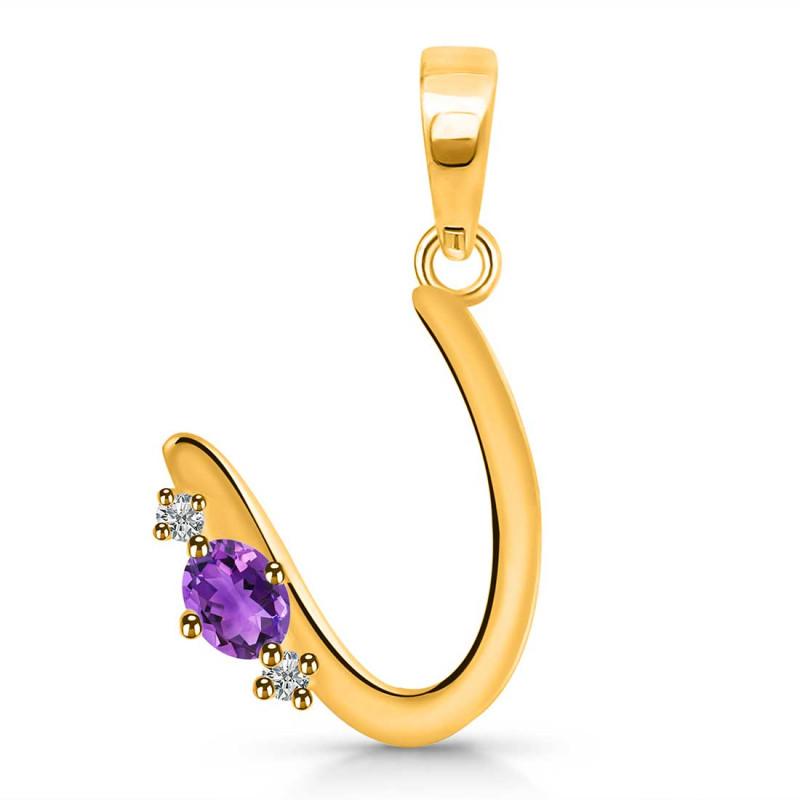 Amethyst & White Topaz Alphabet U Pendant AMT-RDA-21.