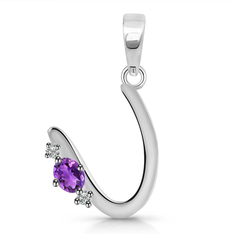 Amethyst & White Topaz Alphabet U Pendant AMT-RDA-21.
