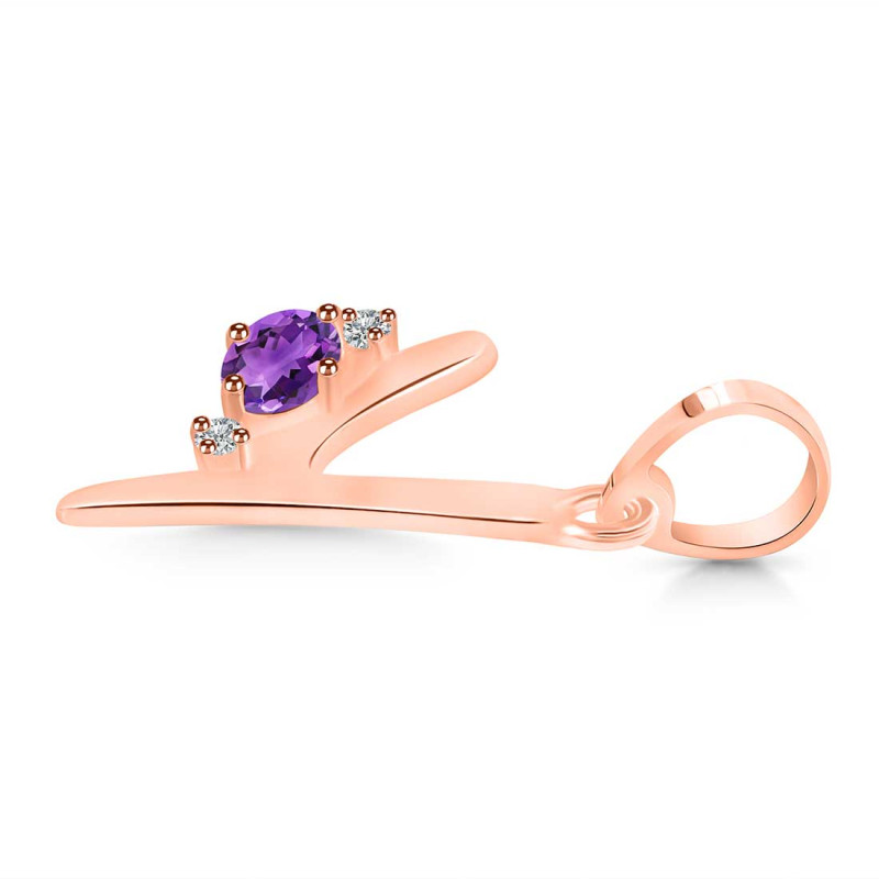 Amethyst & White Topaz Alphabet Y Pendant AMT-RDA-25.