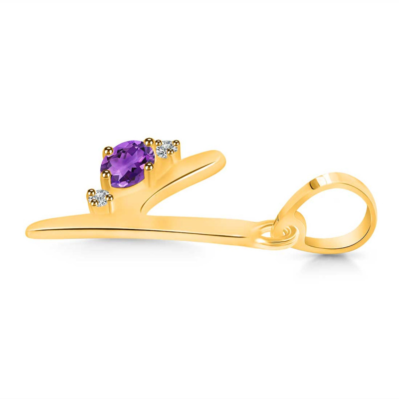 Amethyst & White Topaz Alphabet Y Pendant AMT-RDA-25.