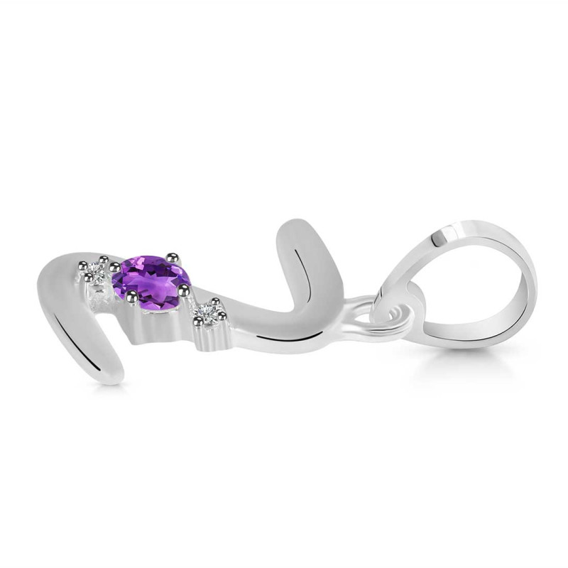 Amethyst & White Topaz Alphabet Z Pendant