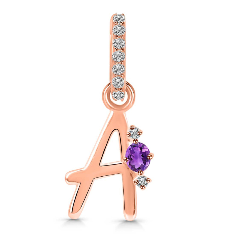 Amethyst & White Topaz Alphabet A Pendant AMT-RDA-27.