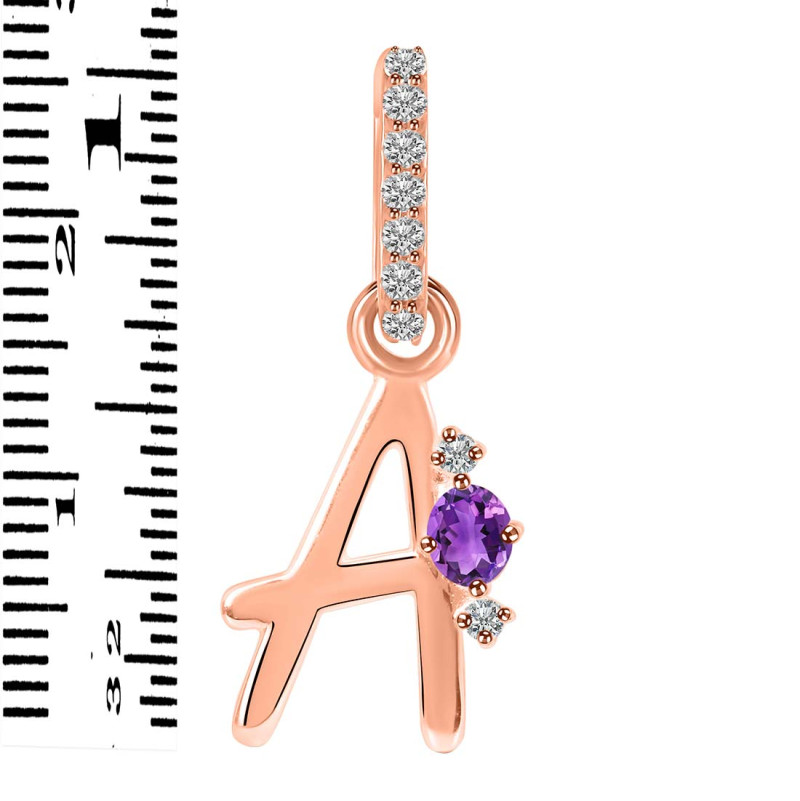 Amethyst & White Topaz Alphabet A Pendant AMT-RDA-27.
