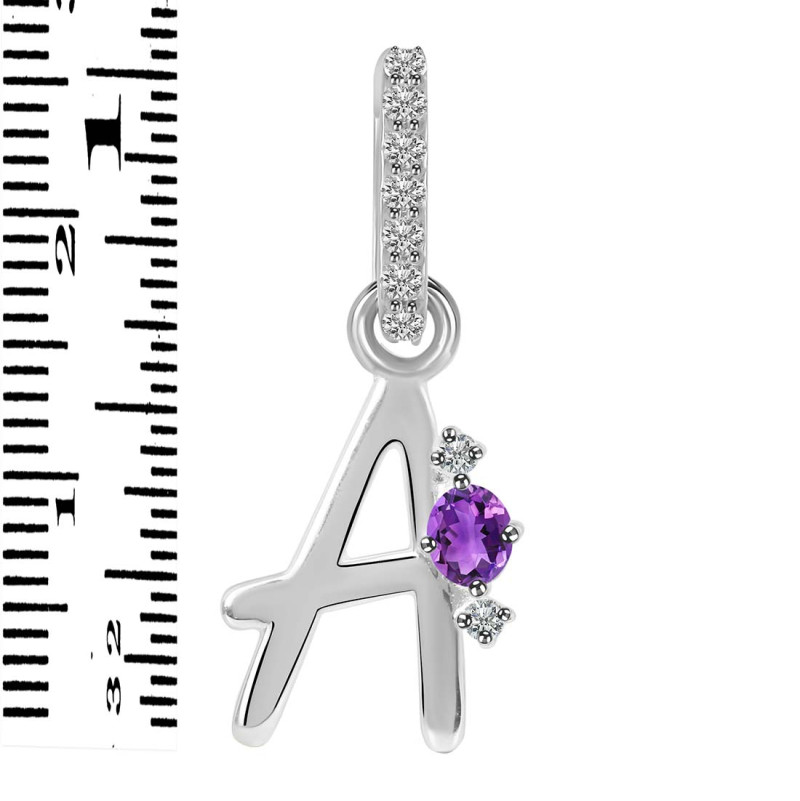 Amethyst & White Topaz Alphabet A Pendant AMT-RDA-27.