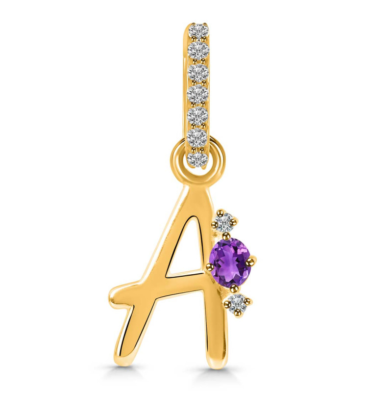 Amethyst & White Topaz Alphabet A Pendant AMT-RDA-27.