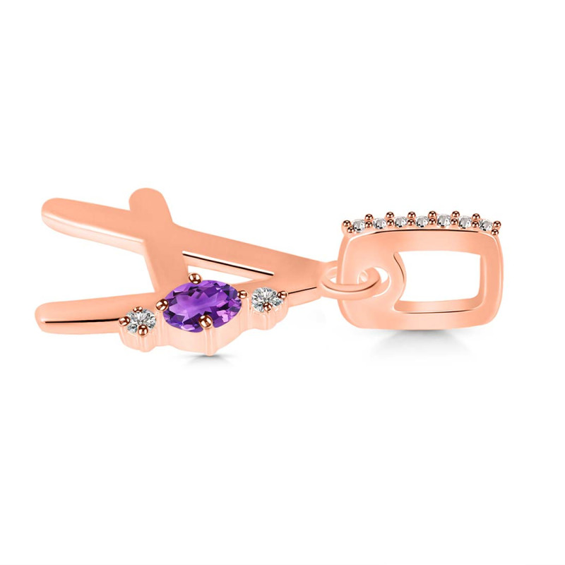 Amethyst & White Topaz Alphabet A Pendant AMT-RDA-27.