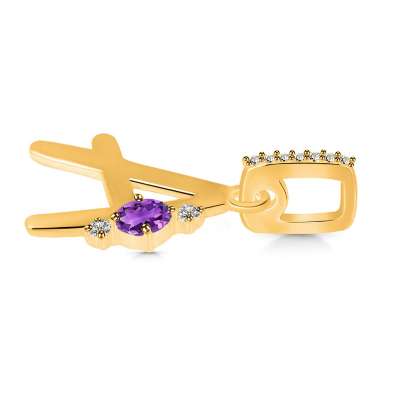 Amethyst & White Topaz Alphabet A Pendant AMT-RDA-27.