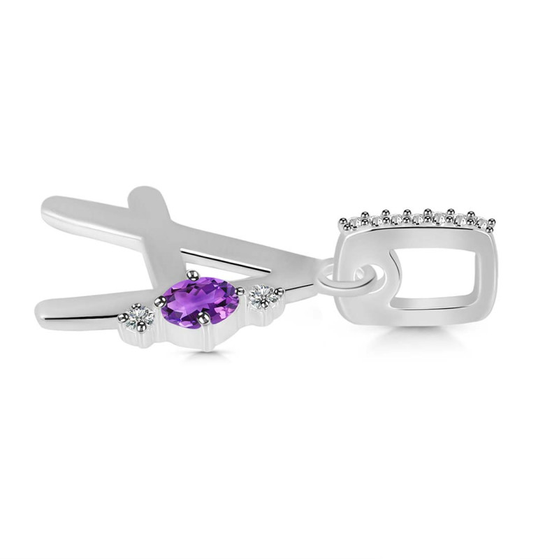 Amethyst & White Topaz Alphabet A Pendant