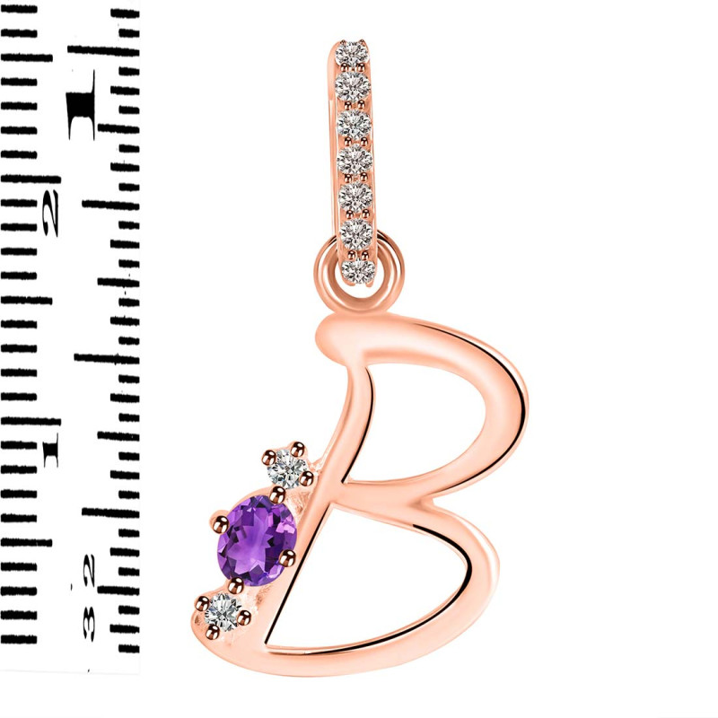 Amethyst & White Topaz Alphabet B Pendant AMT-RDA-28.