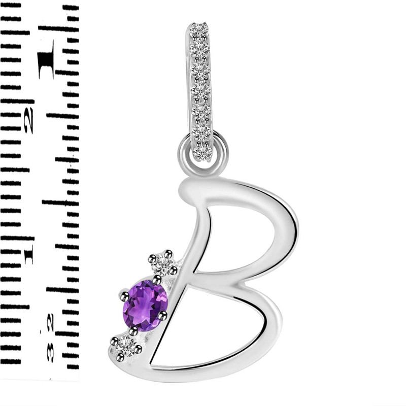 Amethyst & White Topaz Alphabet B Pendant AMT-RDA-28.
