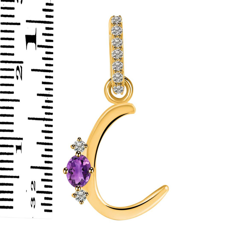 Amethyst & White Topaz Alphabet C Pendant AMT-RDA-29.