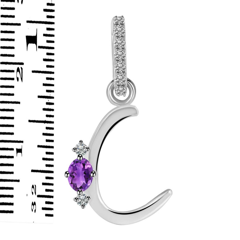 Amethyst & White Topaz Alphabet C Pendant AMT-RDA-29.