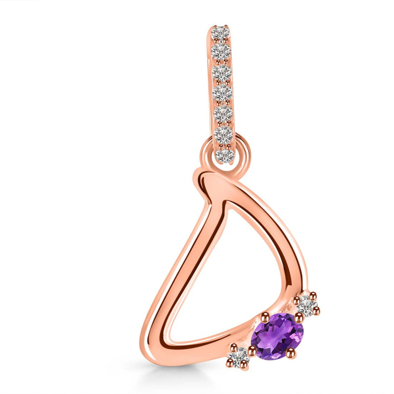 Amethyst & White Topaz Alphabet D Pendant AMT-RDA-30.