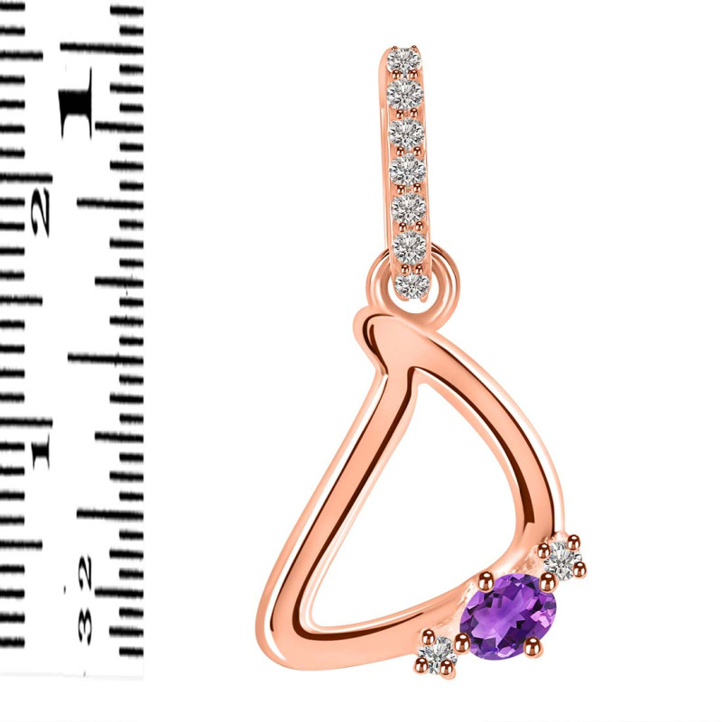 Amethyst & White Topaz Alphabet D Pendant AMT-RDA-30.