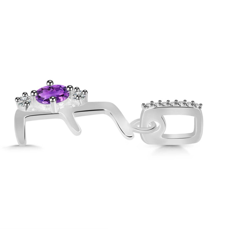 Amethyst & White Topaz Alphabet E Pendant