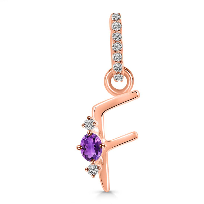 Amethyst & White Topaz Alphabet F Pendant AMT-RDA-32.