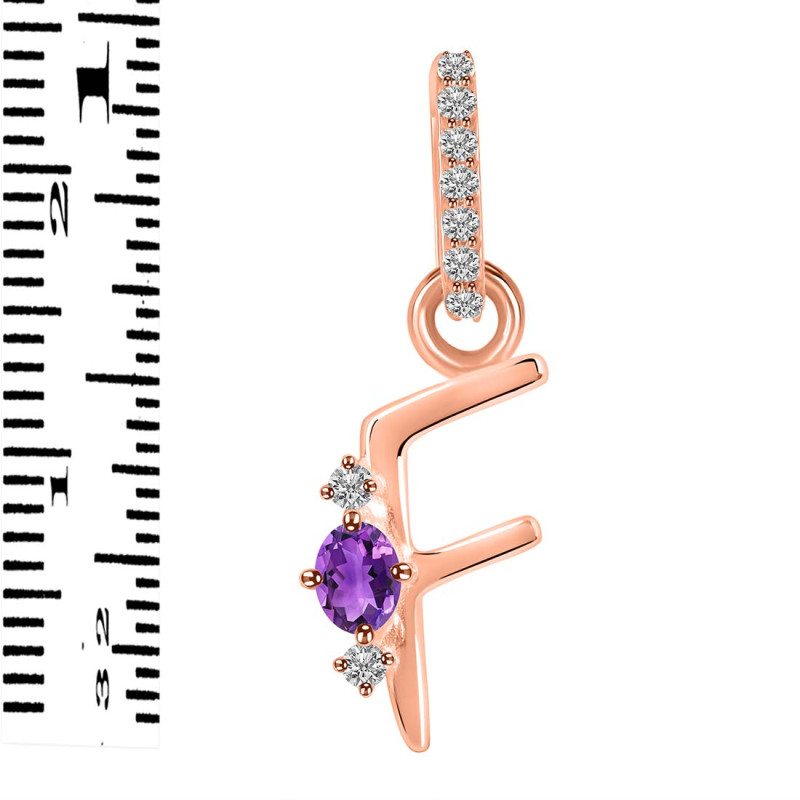 Amethyst & White Topaz Alphabet F Pendant AMT-RDA-32.