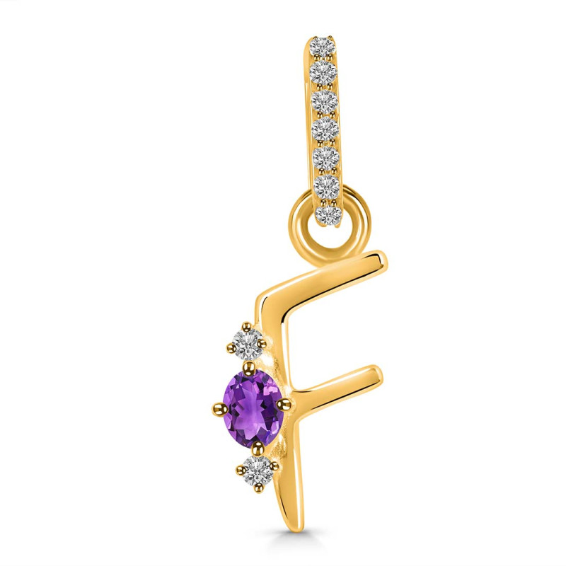 Amethyst & White Topaz Alphabet F Pendant AMT-RDA-32.