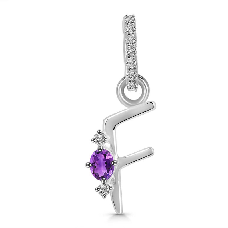 Amethyst & White Topaz Alphabet F Pendant AMT-RDA-32.
