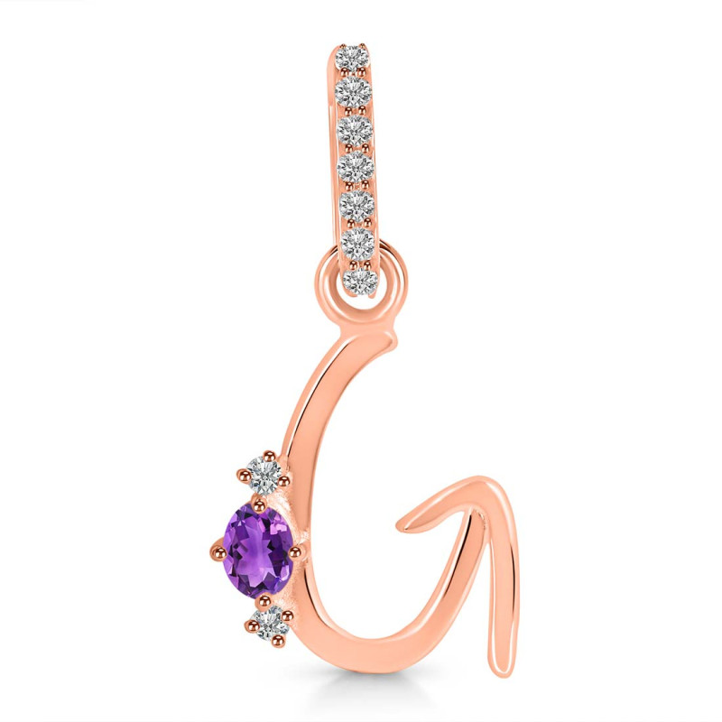 Amethyst & White Topaz Alphabet G Pendant AMT-RDA-33.