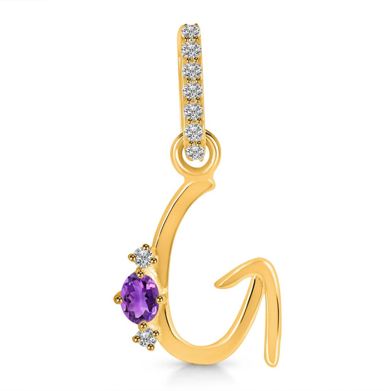 Amethyst & White Topaz Alphabet G Pendant AMT-RDA-33.