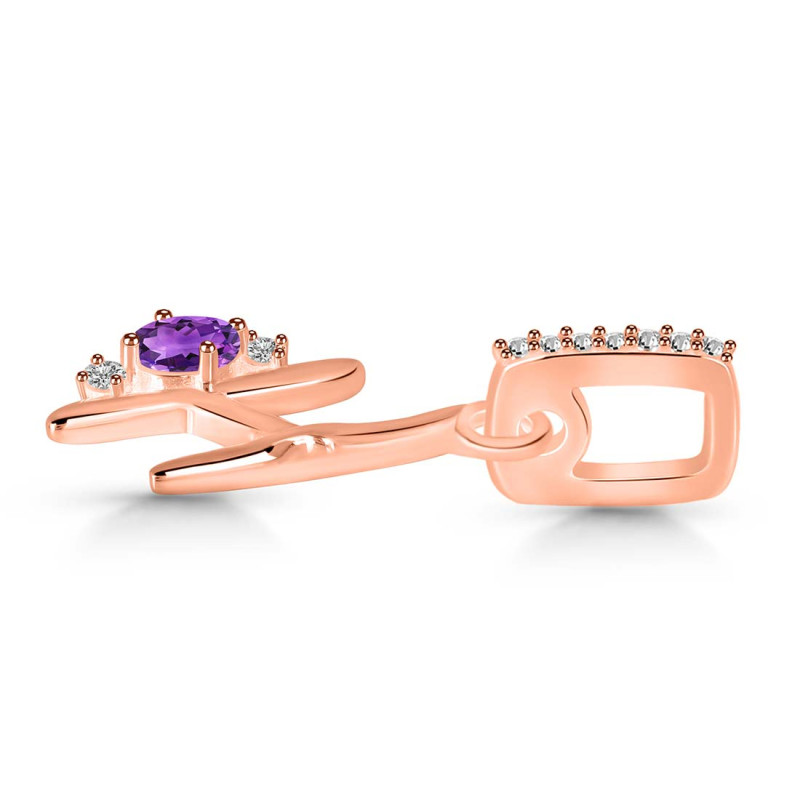 Amethyst & White Topaz Alphabet H Pendant AMT-RDA-34.