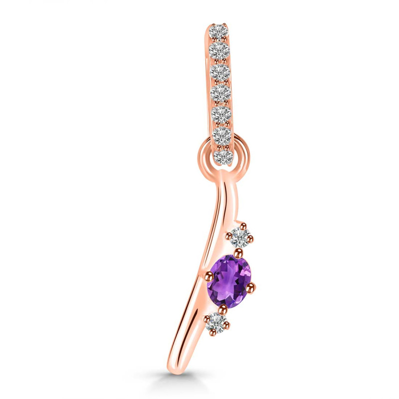 Amethyst & White Topaz Alphabet I Pendant AMT-RDA-35.