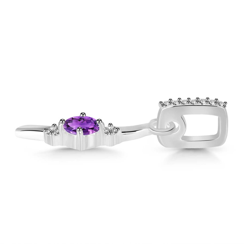 Amethyst & White Topaz Alphabet I Pendant