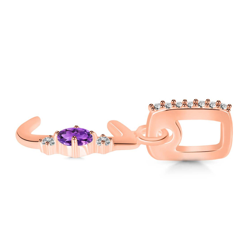 Amethyst & White Topaz Alphabet J Pendant AMT-RDA-36.