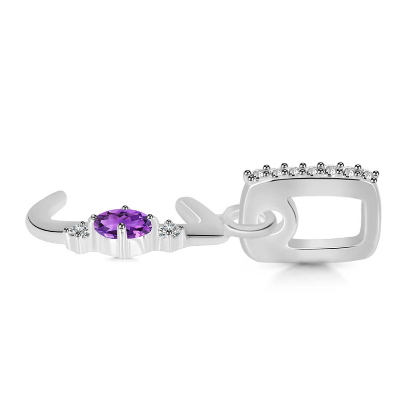 Amethyst & White Topaz Alphabet J Pendant
