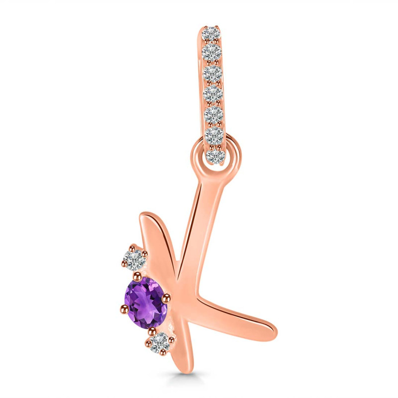 Amethyst & White Topaz Alphabet K Pendant AMT-RDA-37.
