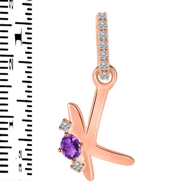 Amethyst & White Topaz Alphabet K Pendant AMT-RDA-37.