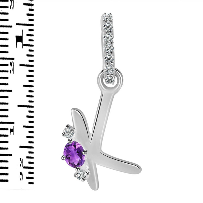 Amethyst & White Topaz Alphabet K Pendant AMT-RDA-37.