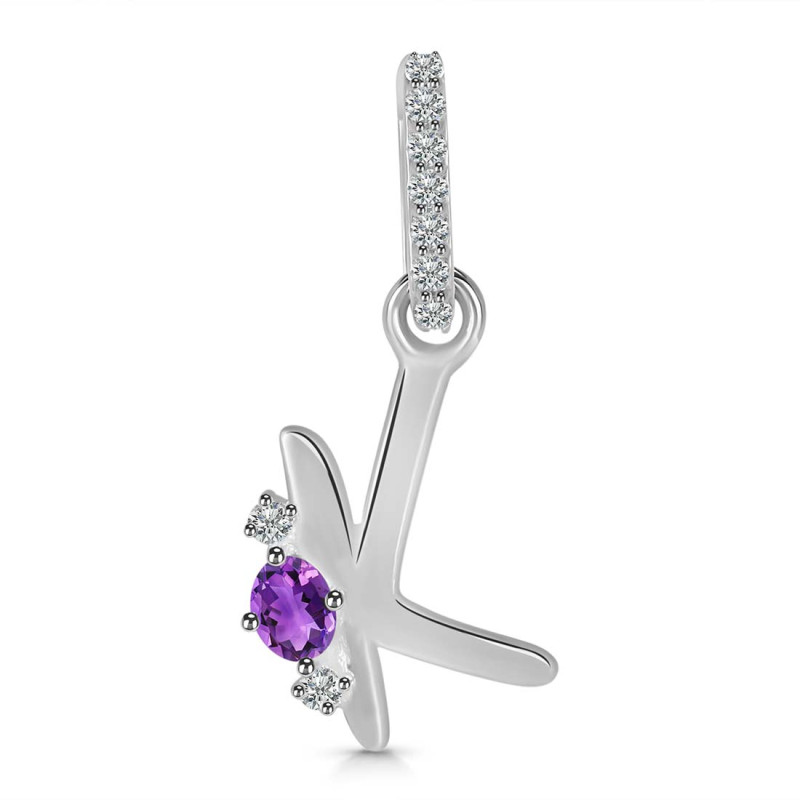 Amethyst & White Topaz Alphabet K Pendant AMT-RDA-37.