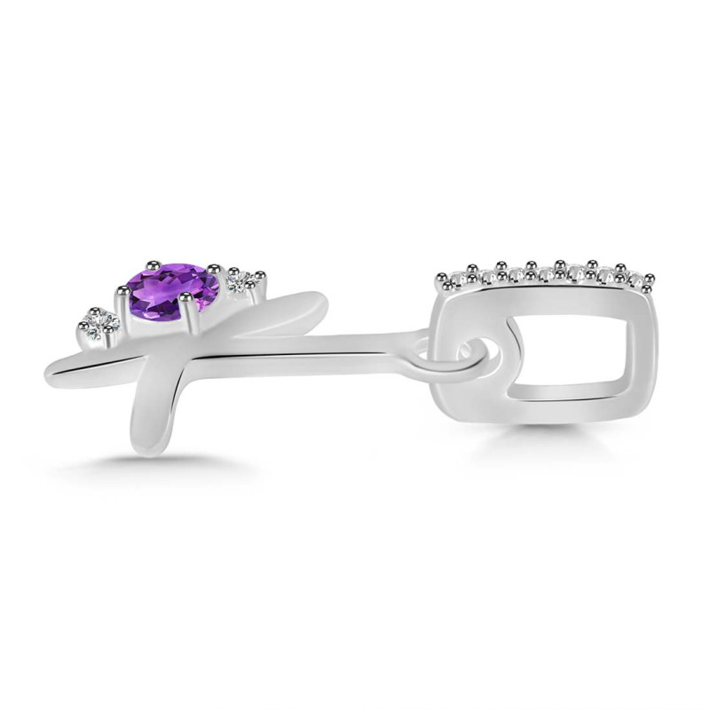 Amethyst & White Topaz Alphabet K Pendant