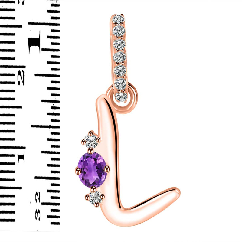 Amethyst & White Topaz Alphabet L Pendant AMT-RDA-38.