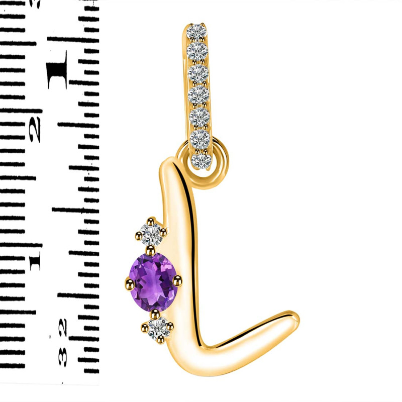 Amethyst & White Topaz Alphabet L Pendant AMT-RDA-38.
